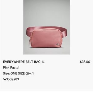 💝Brand new never used Lululemon Everywhere Belt Bag💖